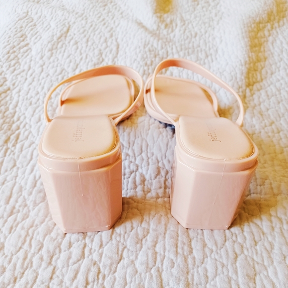Jeffrey Campbell Jelly Sandals Block Heel Nude Pink Strappy Beach 7 New - Picture 4 of 7